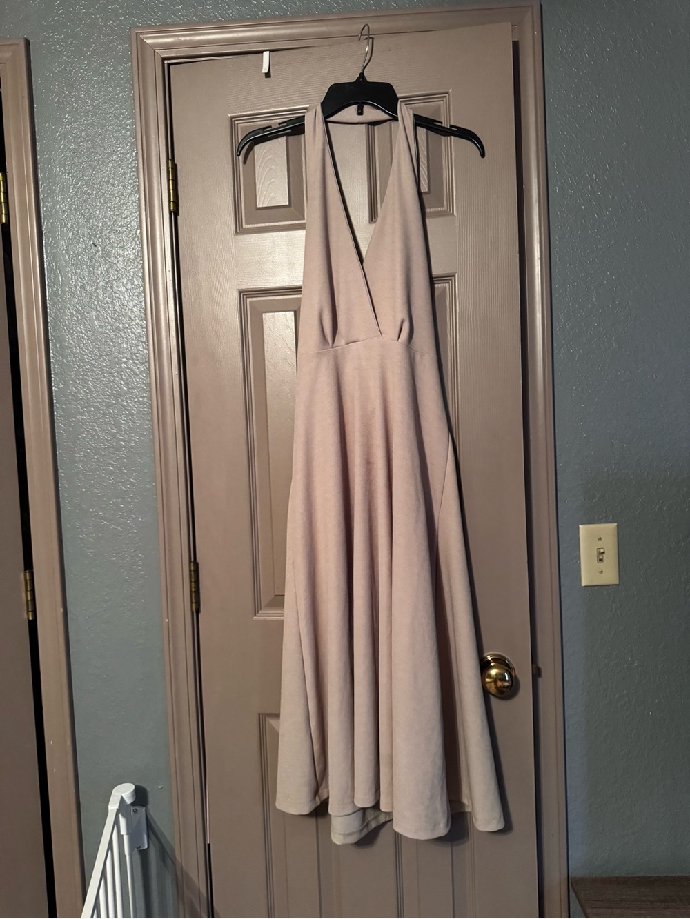 Zara Neutral Halter Midi Dress in Beige - Picture 3 of 4